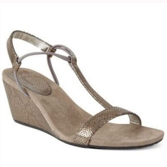 Style & Co Wedge Gold Sandal Size 9 - Picture 1 of 6